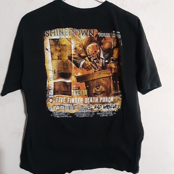 2018 Alstyle Men's Double Sided Five Finger Death Punch Concert T Shirt SZ L - Picture 5 of 6
